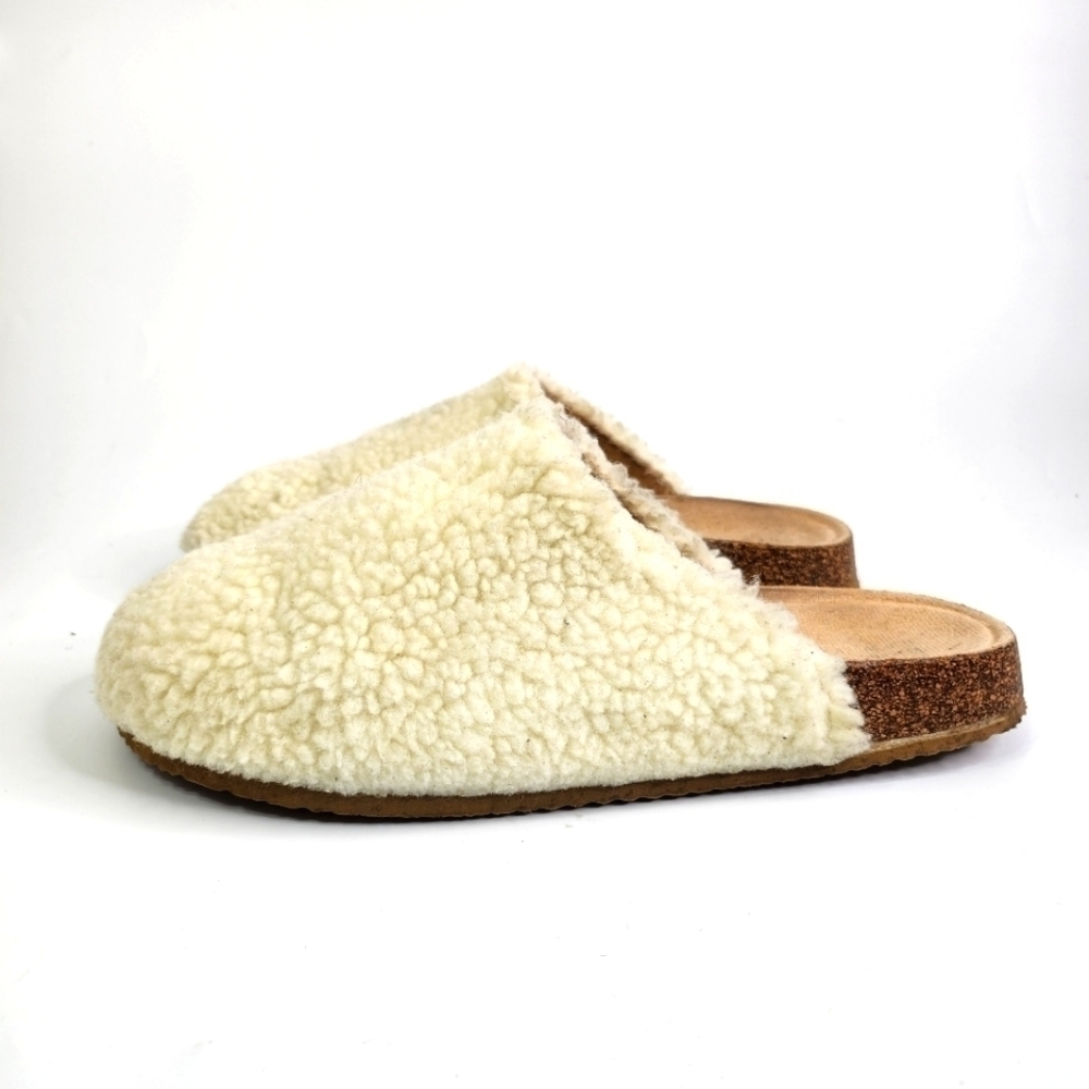 Nicole Miller Tan Fuzzy Cork Slippers Size 10 Shoes